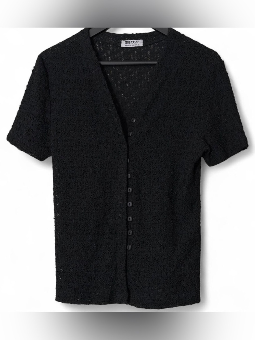 Y2K Mecca black textured knit top size M
